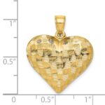14K Polished Basket Weave Pattern 3-D Puffed Heart Pendant - Image 4