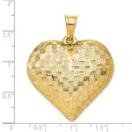 14K Polished Basket Weave Pattern 3-D Puffed Heart Pendant - Image 4
