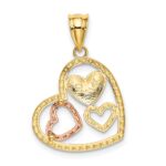 14K Two-tone with White Rhodium Polished Hearts Pendant - Image 3
