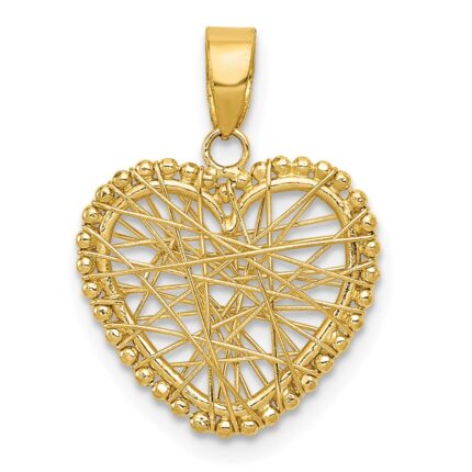 14K Polished Open Wire Heart Pendant