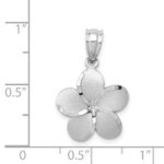 14k Yellow Gold Dipped in White Rhodium Satin Diamond-cut Plumeria Charm - Image 4