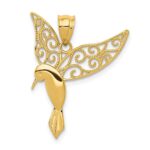 14k Polished Hummingbird with Filigree Wings Pendant