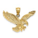 14k Gold Polished and Textured Eagle Pendant - Image 3
