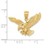 14k Gold Polished and Textured Eagle Pendant - Image 4