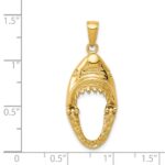 14K Gold Polished 2-D Jaws Shark Head Mouth Opens Pendant - Image 5