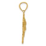 14k Polished Textured Bass Fish Pendant - Image 2