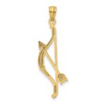 14k Polished and Textured Bow and Arrow Pendant - Image 3