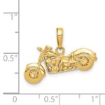 14K Polished and Textured 3-D Motorcycle Pendant - Image 4