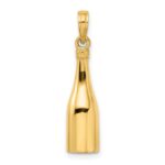 14K Polished 3-D Black Enameled Champagne Bottle Pendant - Image 3