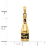 14K Polished 3-D Black Enameled Champagne Bottle Pendant - Image 4