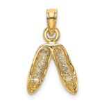 14K 3-D Polished Textured Ballerina Slippers Charm