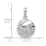 14K White Gold Polished Domed Volleyball Pendant - Image 4