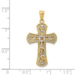 14K Two-tone Polished 2-Level Cross Pendant - Image 4