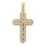 14K Two-tone Polished 2-Level Filigree Cross Pendant