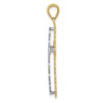 14K Two-tone Polished 2-Level Filigree Cross Pendant - Image 2