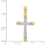 14K Two-tone Polished Diamond-cut Cross Pendant - Image 4