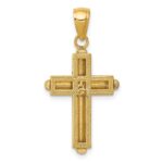 14K Polished Beveled Stick Cross with Frame Pendant - Image 4