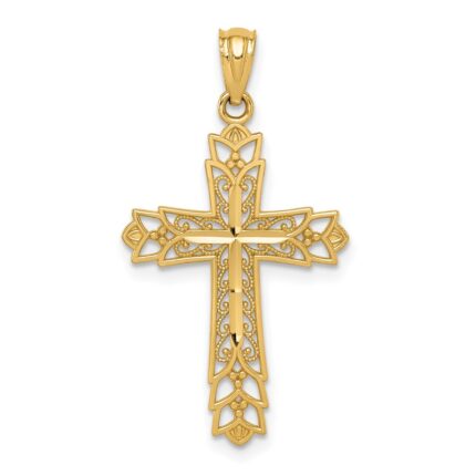 14k Polished Filigree Reversible Cross Pendant