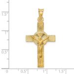 14k Polished Satin and Diamond-cut Crucifix Pendant - Image 4