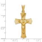 14k Polished Satin and Diamond-cut Crucifix Pendant - Image 4