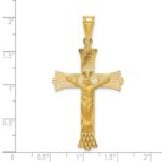 14k Polished Satin and Diamond-cut Crucifix Pendant - Image 4