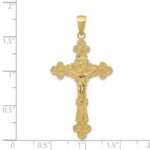 14K Polished Textured INRI Crucifix Fleur de Lis Pendant - Image 3