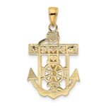 14K Polished Textured Mariners Crucifix Pendant - Image 3