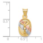 14K with Rose and White Rhodium Diamond-cut Corpus Oval Pendant - Image 4
