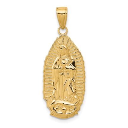 14k Polished and Satin Solid Our Lady of Guadalupe Pendant