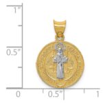 14k and White Rhodium Solid St. Benedict Medal Round Pendant - Image 4