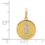 14k and White Rhodium Solid St. Benedict Medal Round Pendant - Image 4