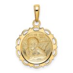 14K Polished Angel On Round Scallop Frame Pendant - Image 3