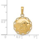 14K Polished Angel On Round Scallop Frame Pendant - Image 4