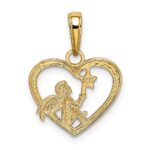 14K and White Rhodium Angel in Heart with Star Pendant - Image 3
