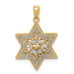 14K Two-Tone Polished Reversible Filigree Star Of David Pendant