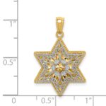 14K Two-Tone Polished Reversible Filigree Star Of David Pendant - Image 4