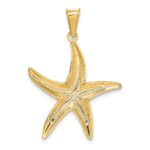 14k and White Rhodium Diamond-cut Polished Starfish Pendant - Image 3