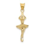 14K and White Rhodium Polished Dancer with Moveable Skirt and Legs Pendant - Image 3