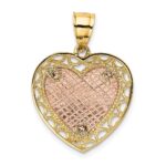 14K Two-tone Polished Engravable Lace Frame Heart Pendant - Image 3