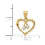 14k 2-CZ Cut-out Heart Pendant - Image 4