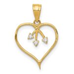 14k 3-CZ Cut-out Heart Pendant
