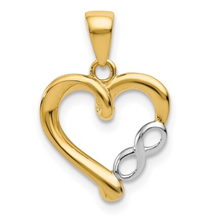 14K and White Rhodium Infinity Heart Pendant