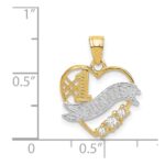 14k and White Rhodium CZ #1 DAUGHTER Heart Pendant - Image 4