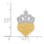 14k and White Rhodium DADDYS LITTLE GIRL Heart with Crown Chain Slide - Image 4