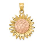 14k Two-tone Polished Sunflower Pendant