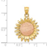 14k Two-tone Polished Sunflower Pendant - Image 4