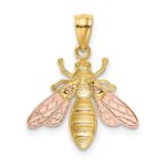 14k Two-tone with White Rhodium Polished Bee Pendant - Image 3