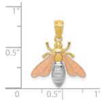 14k Two-tone with White Rhodium Polished Bee Pendant - Image 4