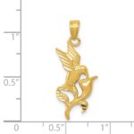 14k Polished Hummingbird with Flower Pendant - Image 4