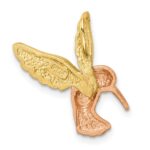 14K Two-tone with White Rhodium Satin Diamond-cut Hummingbird Chain Slide - Image 4